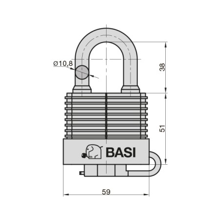 Λουκέτο Αδιάβροχο Κοντόλαιμο Basi 60mm (6150-5000)