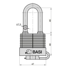 Λουκέτο Αδιάβροχο Μακρύλαιμο Basi 50mm (6151-4000)