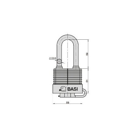 Λουκέτο Αδιάβροχο Μακρύλαιμο Basi 60mm (6151-5000)