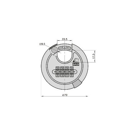 Λουκέτο Basi Στρογγυλό 70Mm Με Κωδικό (6100-7050)