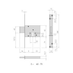 Κλειδαριά Cisa 3Στρ Χωνευτή κυλίνδρου (56013-60)